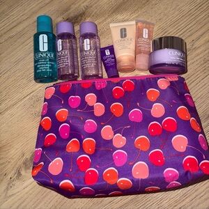 Clinique travel size products and bag
